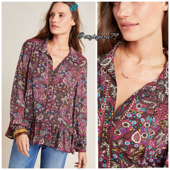 NWT Anthropologie Janie Flounced Peasant Blouse